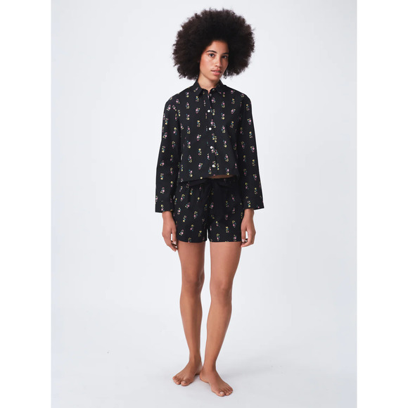 NWT! For Days Black Floral Cotton Poplin Pajama Short Set Size Large - Picture 1 of 2